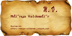 Mánya Valdemár névjegykártya